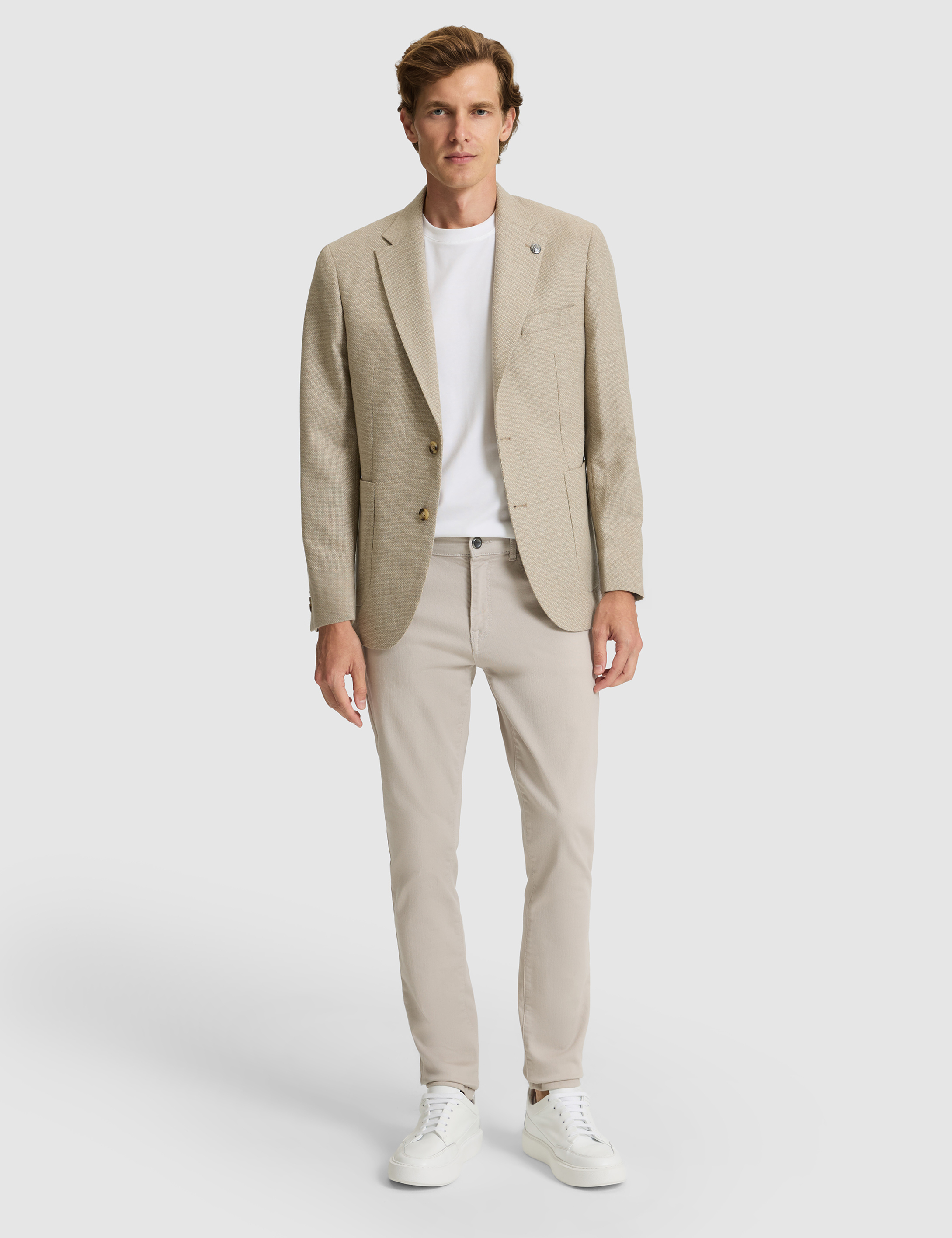 Bej Yün Karışımlı Slim Fit Ceket - 50291937080