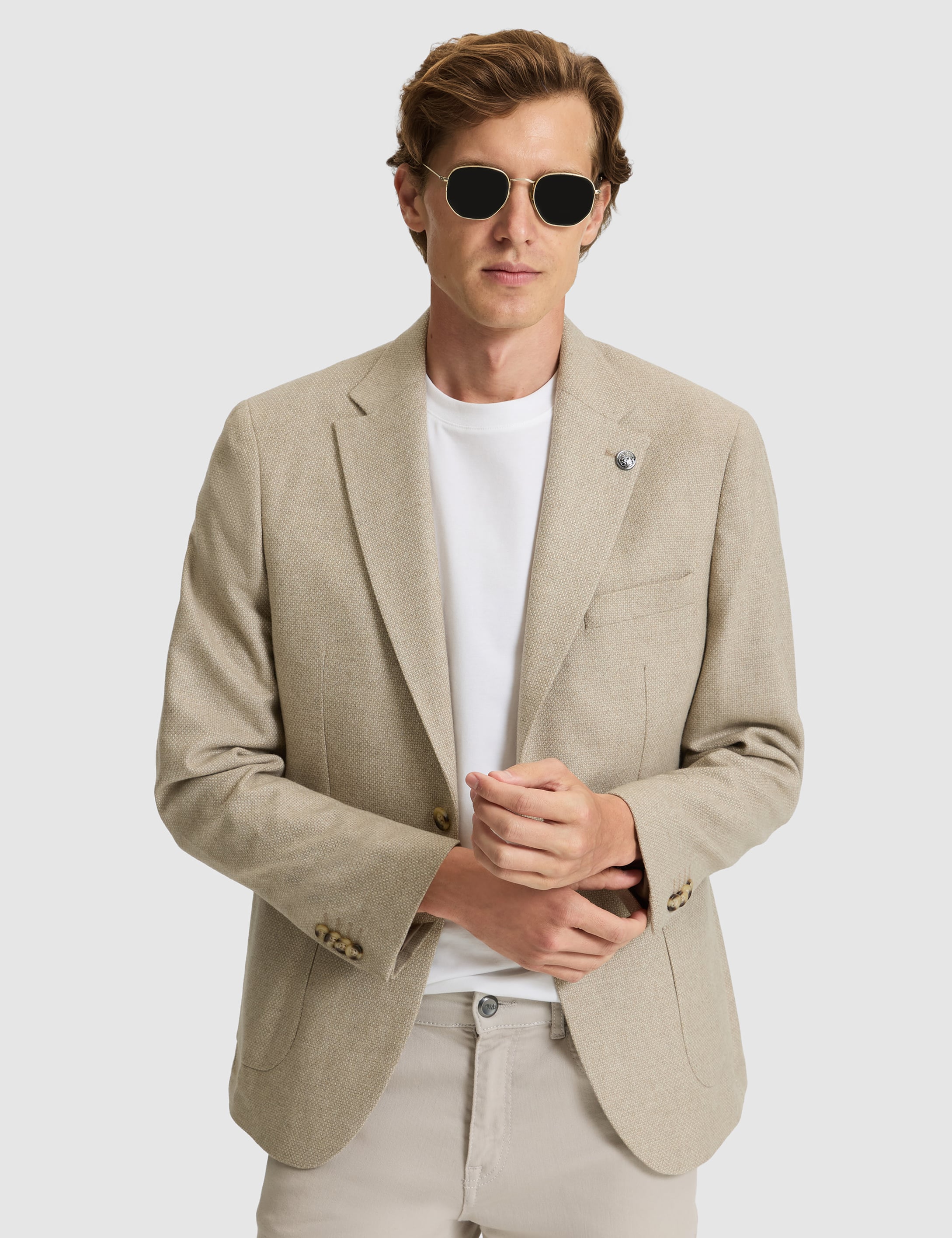 Bej Yün Karışımlı Slim Fit Ceket - 50291937080