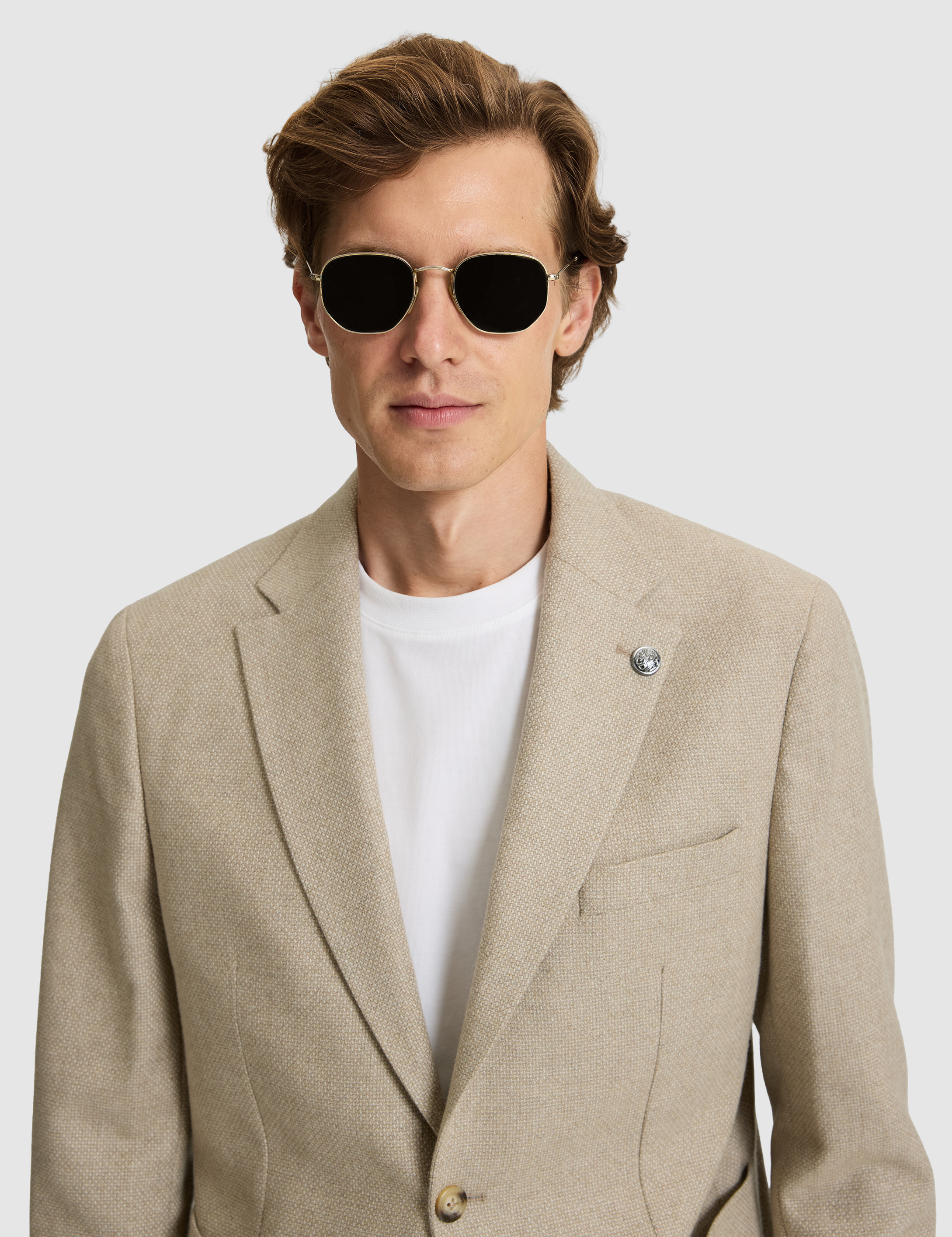 Bej Yün Karışımlı Slim Fit Ceket - 50291937080