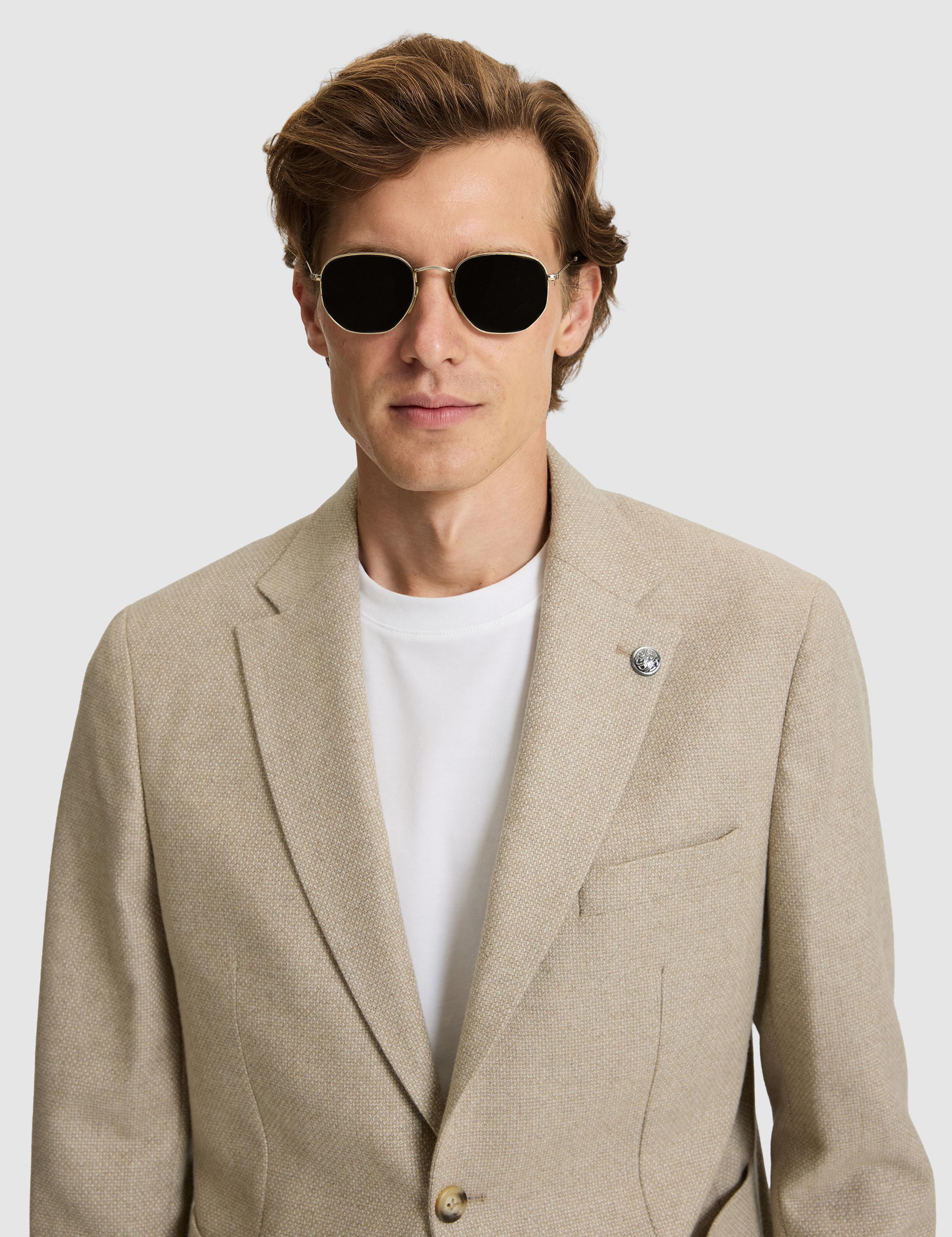 Bej Yün Karışımlı Slim Fit Ceket