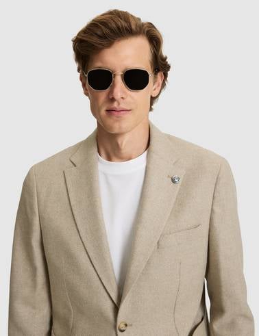 Bej Yün Karışımlı Slim Fit Ceket