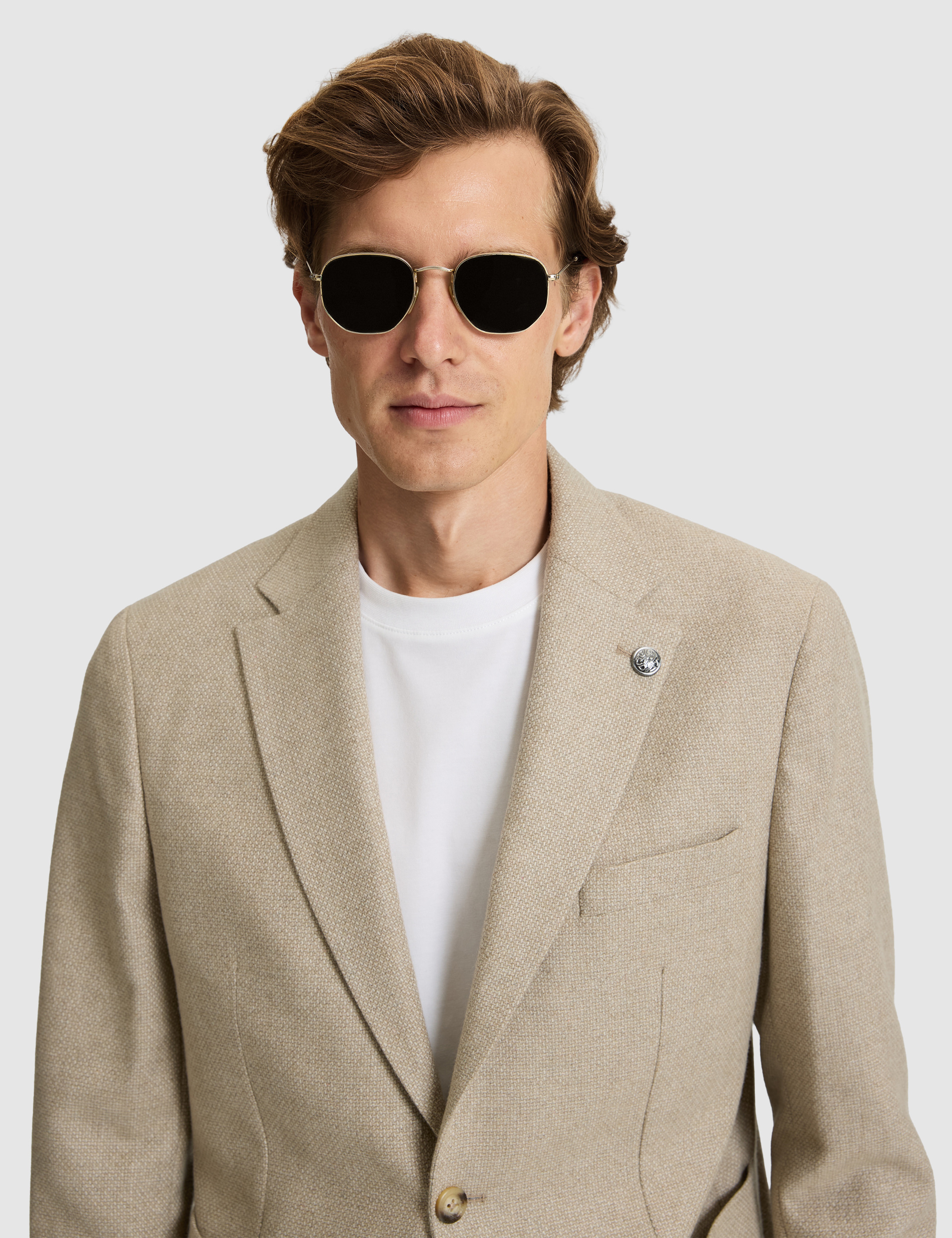 Bej Yün Karışımlı Slim Fit Ceket