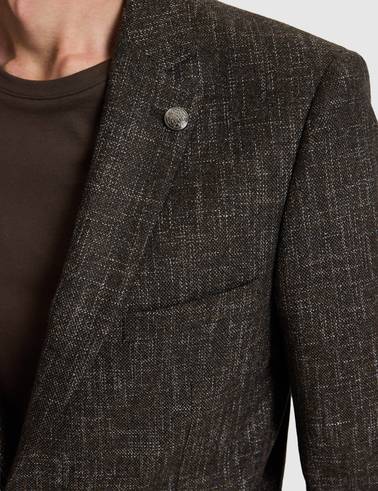 Kahverengi Yün Karışımlı Ex. Slim Fit Ceket