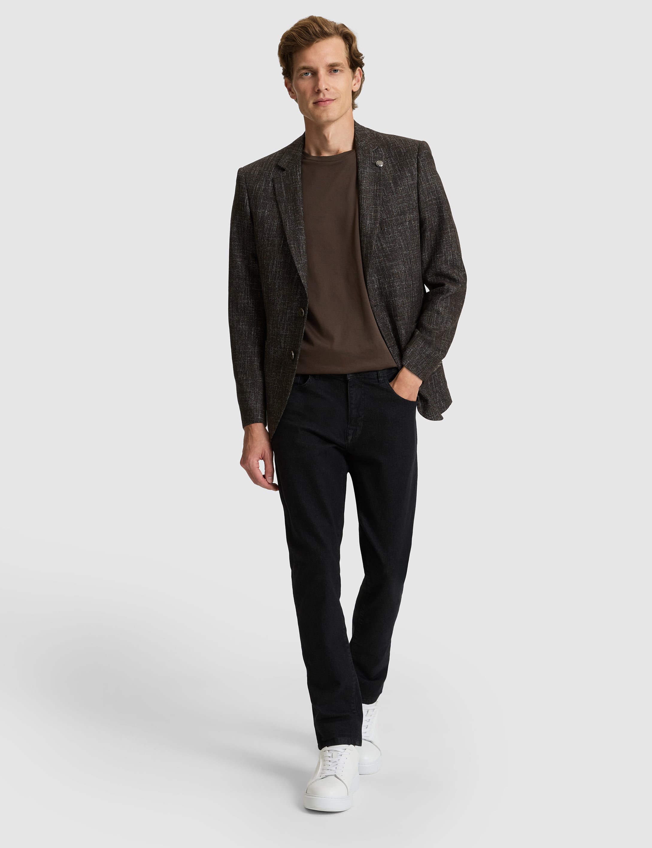 Kahverengi Yün Karışımlı Ex. Slim Fit Ceket - 50291928017