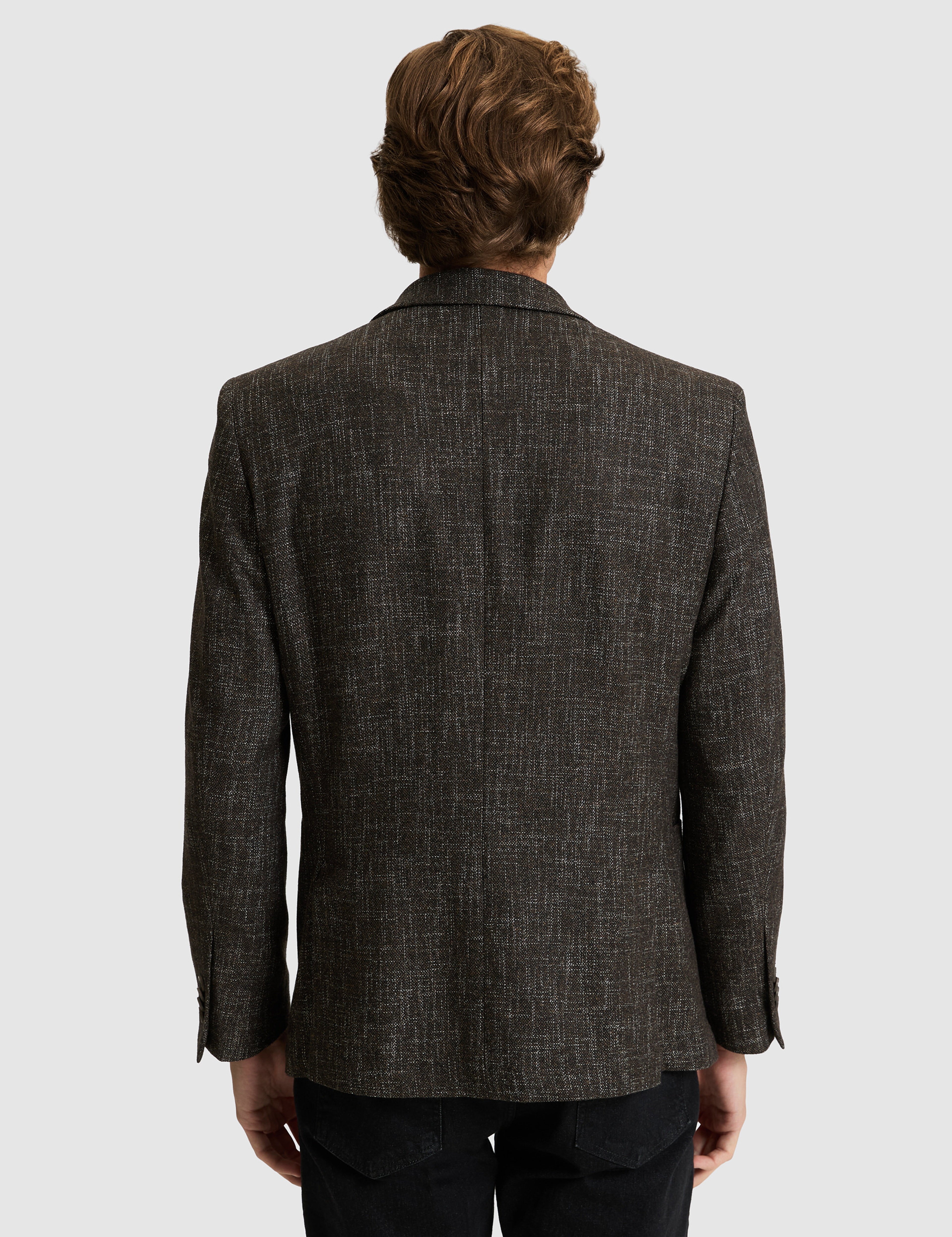 Kahverengi Yün Karışımlı Ex. Slim Fit Ceket - Image 6