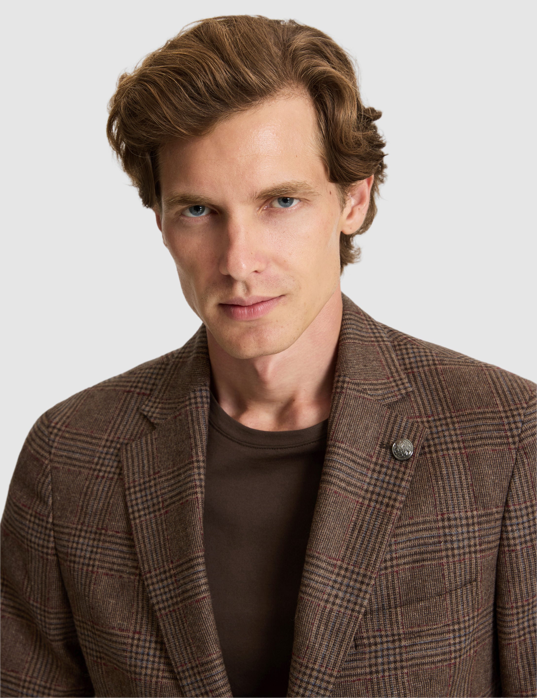 Kahverengi Yün Karışımlı Slim Fit Ceket - 50291933011