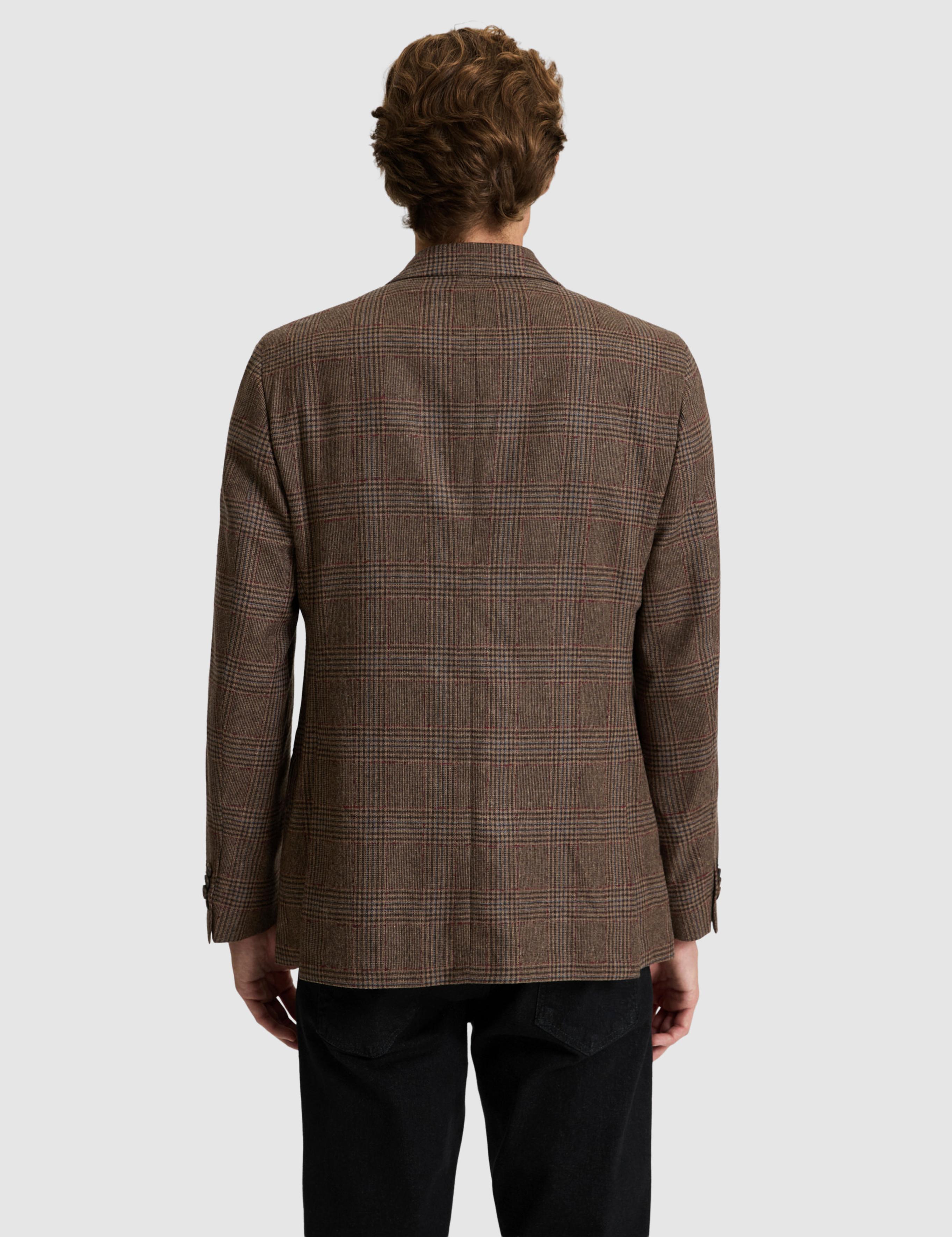 Kahverengi Yün Karışımlı Slim Fit Ceket