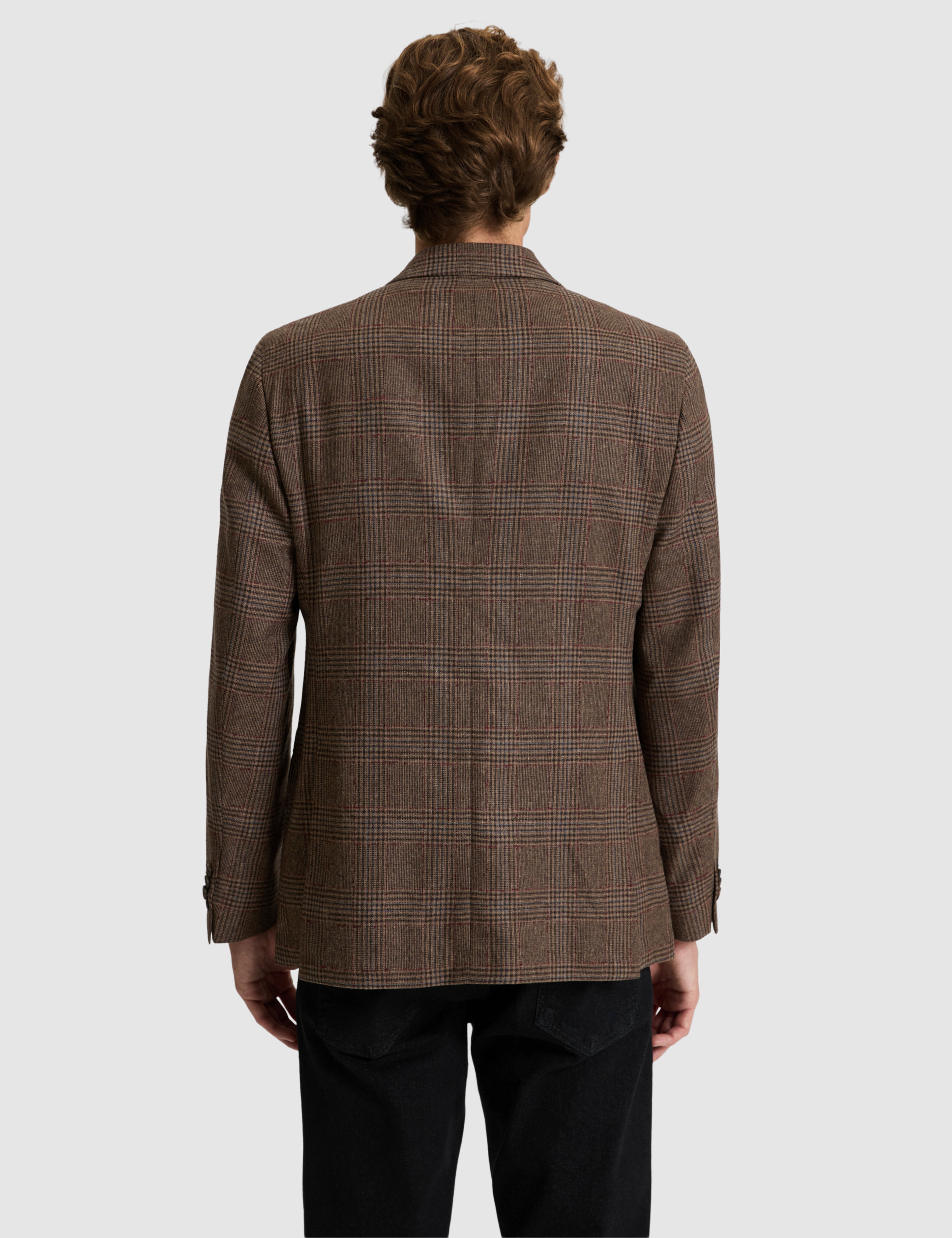 Kahverengi Yün Karışımlı Slim Fit Ceket