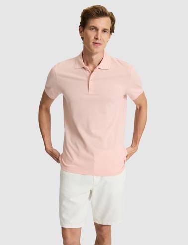 Pudra Slim Fit %100 Pamuk Polo Yaka Basic Tişört