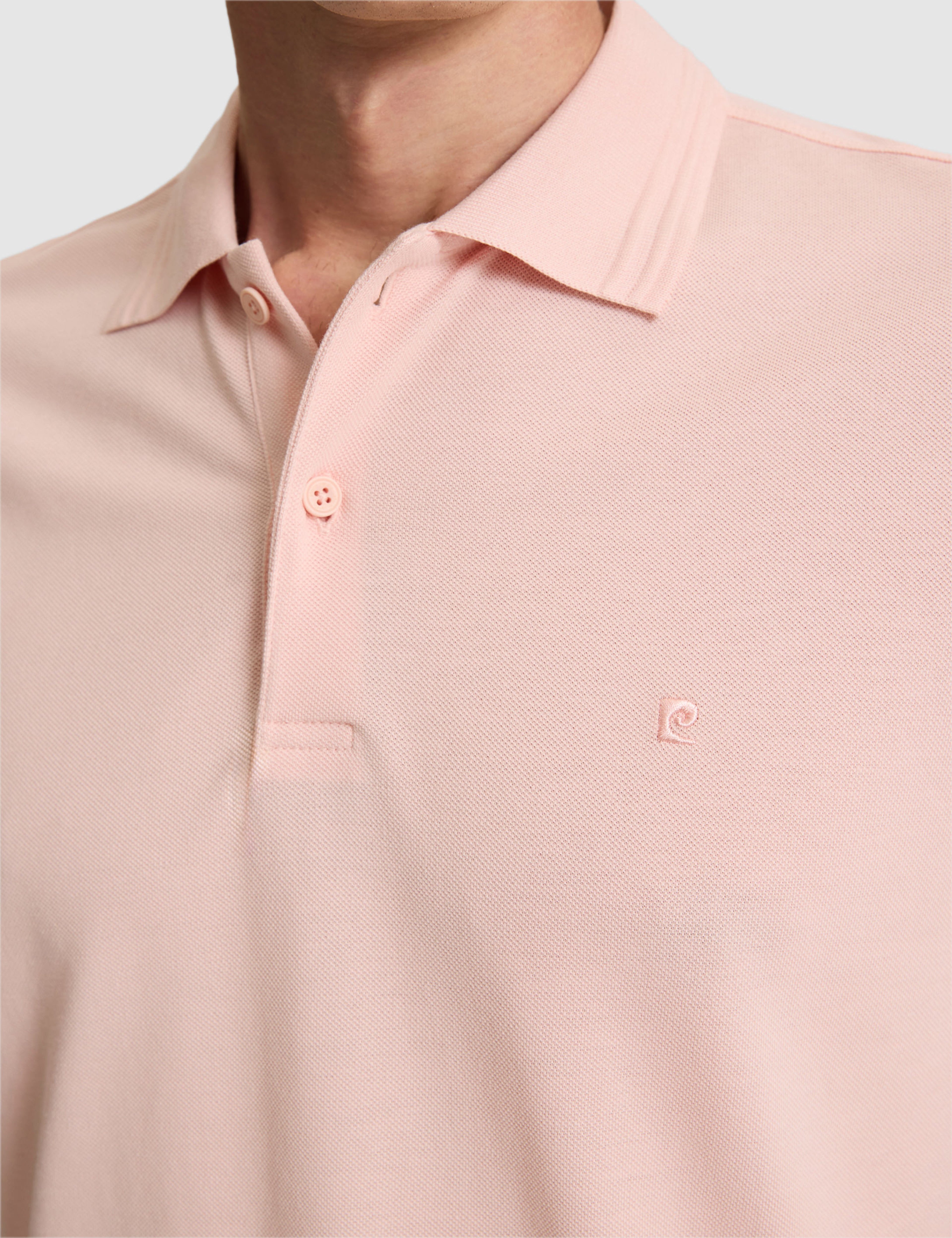 Pudra Slim Fit %100 Pamuk Düğmeli Polo Yaka Basic Tişört