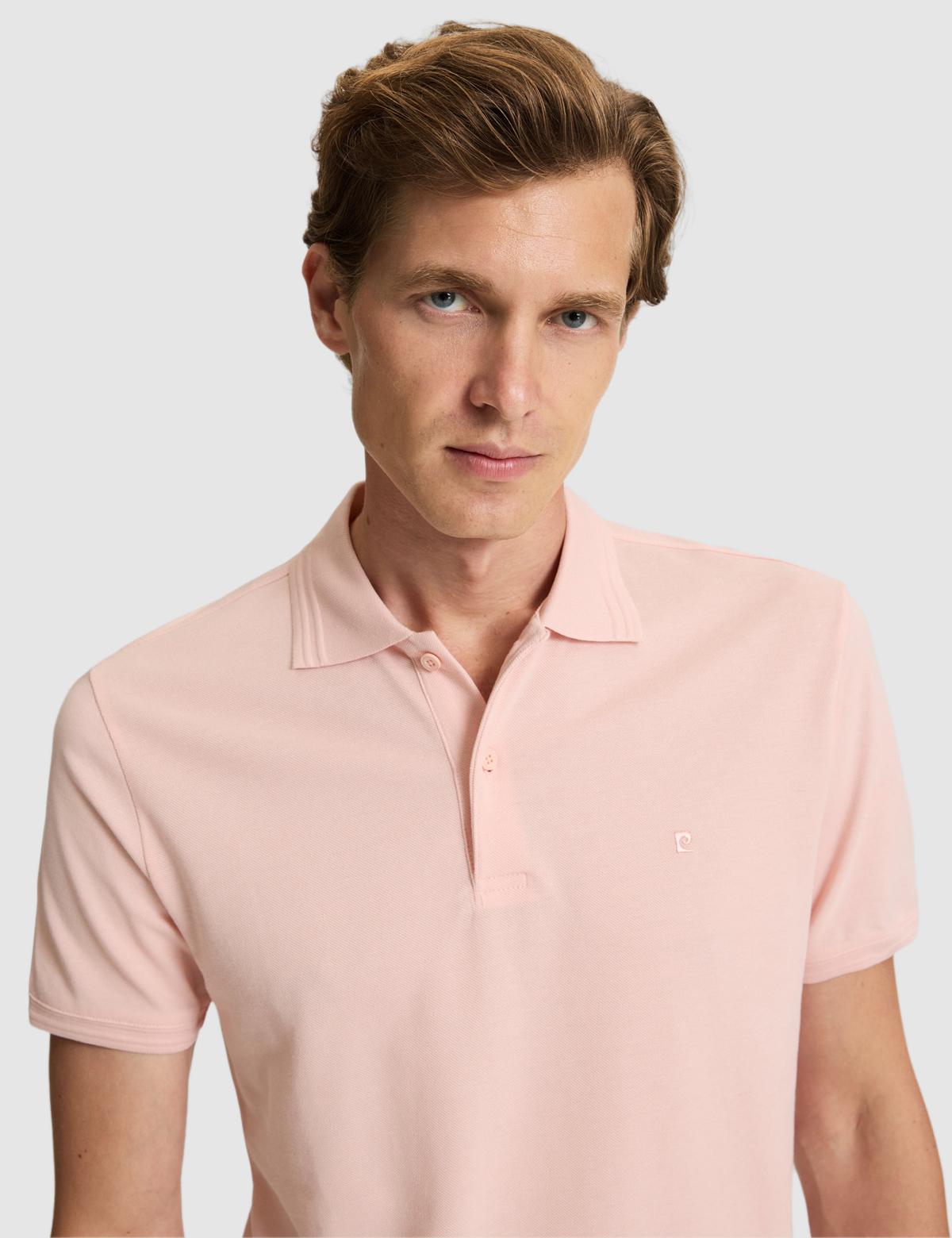 Pudra Slim Fit %100 Pamuk Düğmeli Polo Yaka Basic Tişört - 50306448098