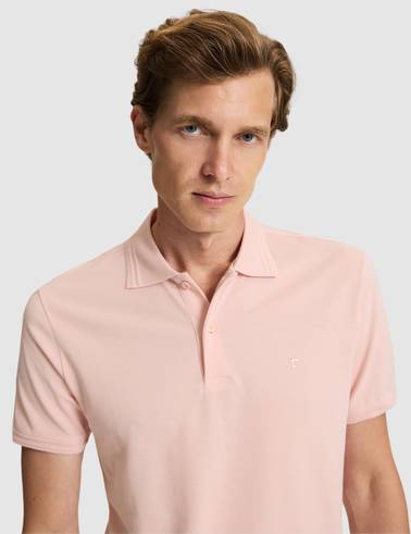 Pudra Slim Fit %100 Pamuk Polo Yaka Basic Tişört