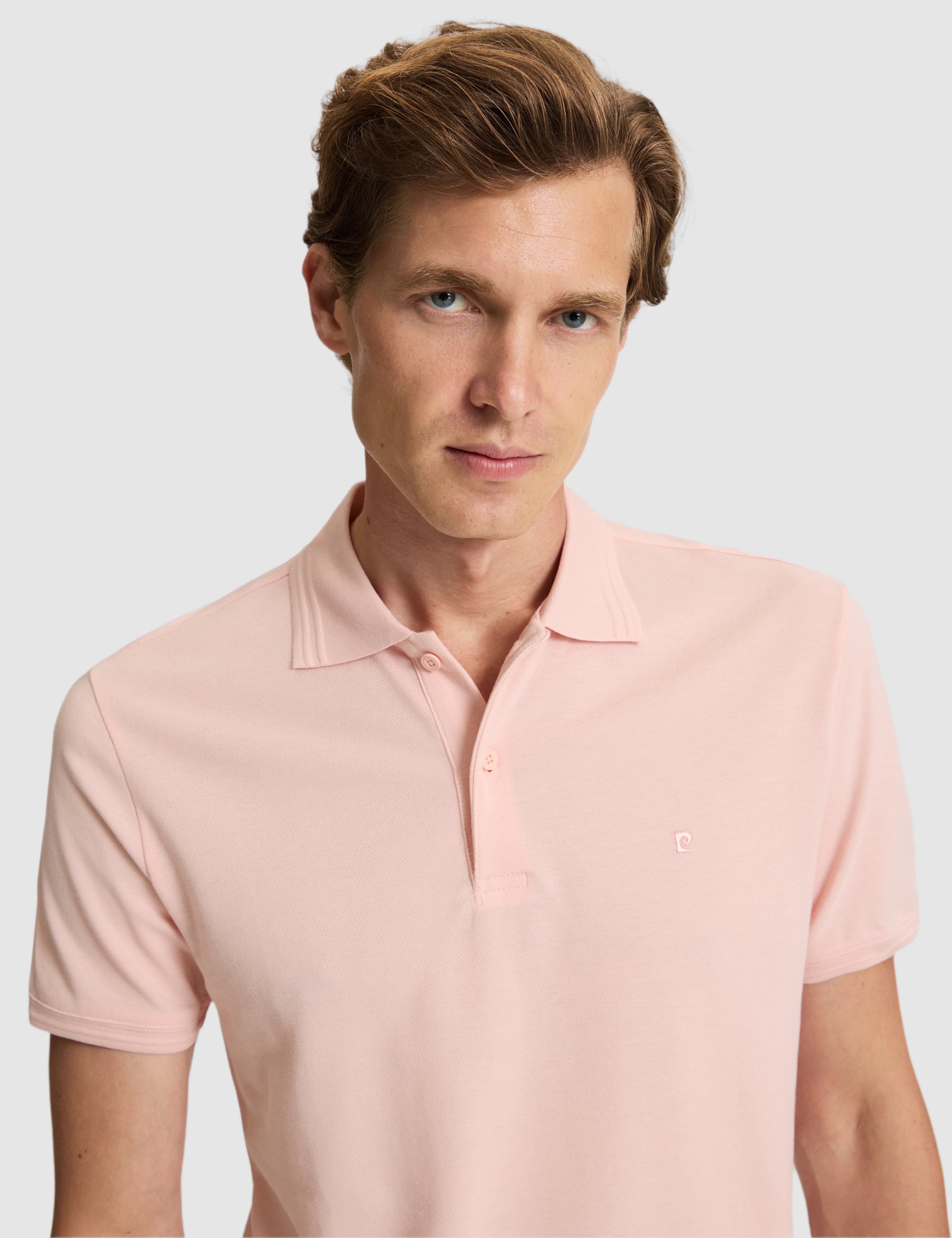 Pudra Slim Fit %100 Pamuk Düğmeli Polo Yaka Basic Tişört