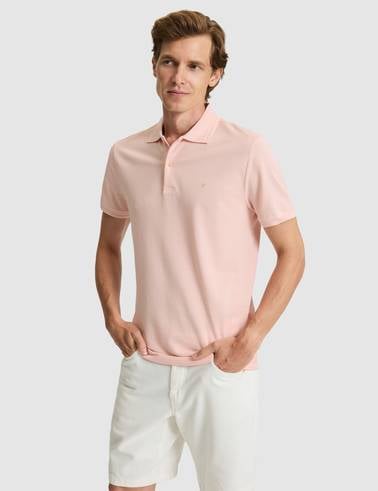 Pudra Slim Fit %100 Pamuk Polo Yaka Basic Tişört