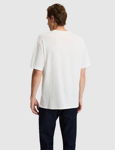Ekru Comfort Fit %100 Pamuk Bisiklet Yaka Basic Tişört