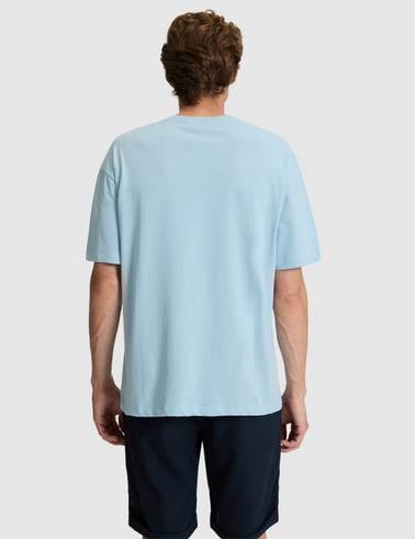 Açık Mavi Comfort Fit %100 Pamuk Bisiklet Yaka Basic Tişört