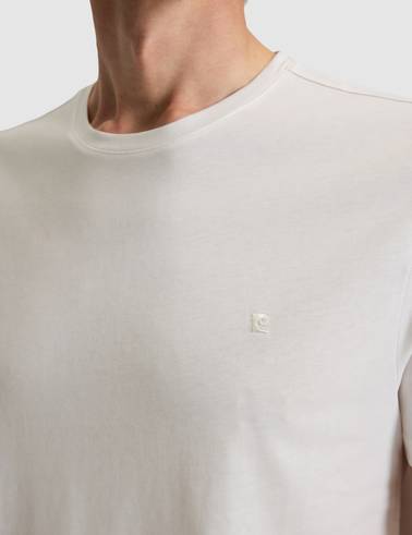 Ekru Slim Fit %100 Pamuk Bisiklet Yaka Basic Tişört
