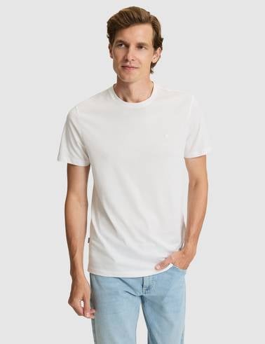 Ekru Slim Fit %100 Pamuk Bisiklet Yaka Basic Tişört