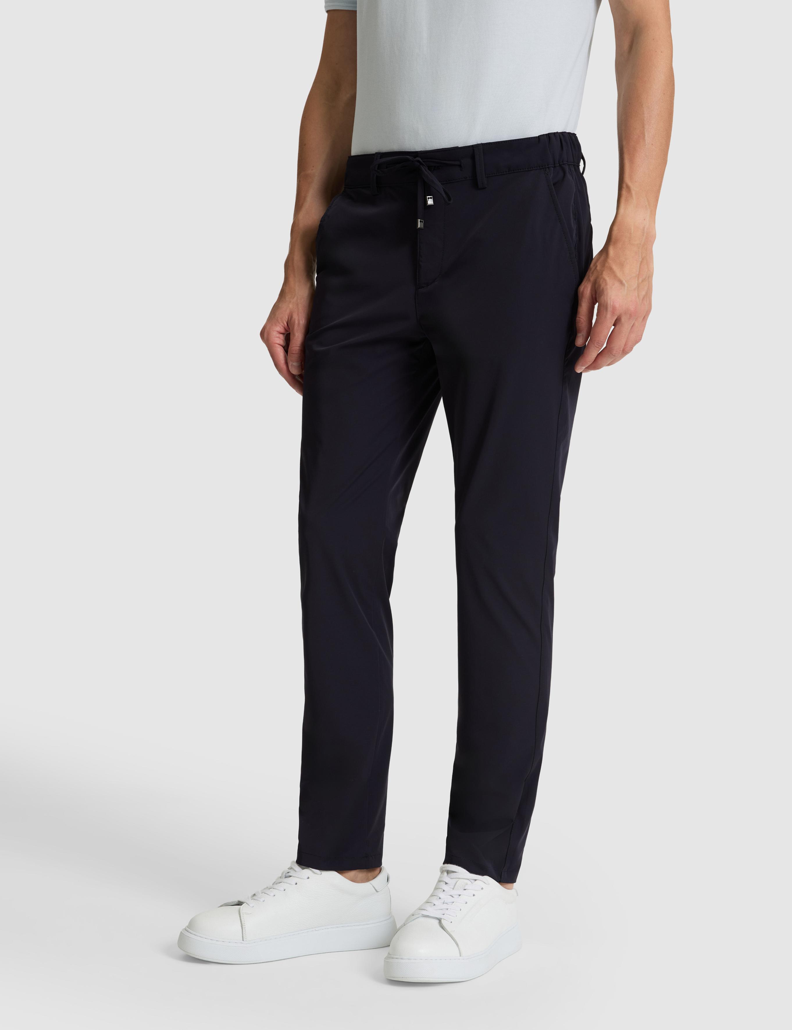 Lacivert Slim Fit Jogger Kanvas Pantolon