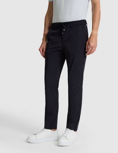 Lacivert Slim Fit Jogger Kanvas Pantolon