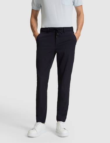 Lacivert Slim Fit Jogger Kanvas Pantolon