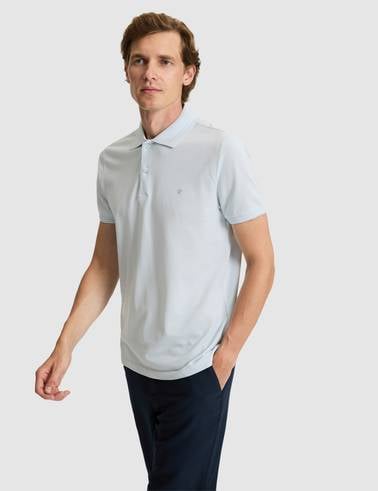 Açık Mavi Slim Fit %100 Pamuk Polo Yaka Basic Tişört