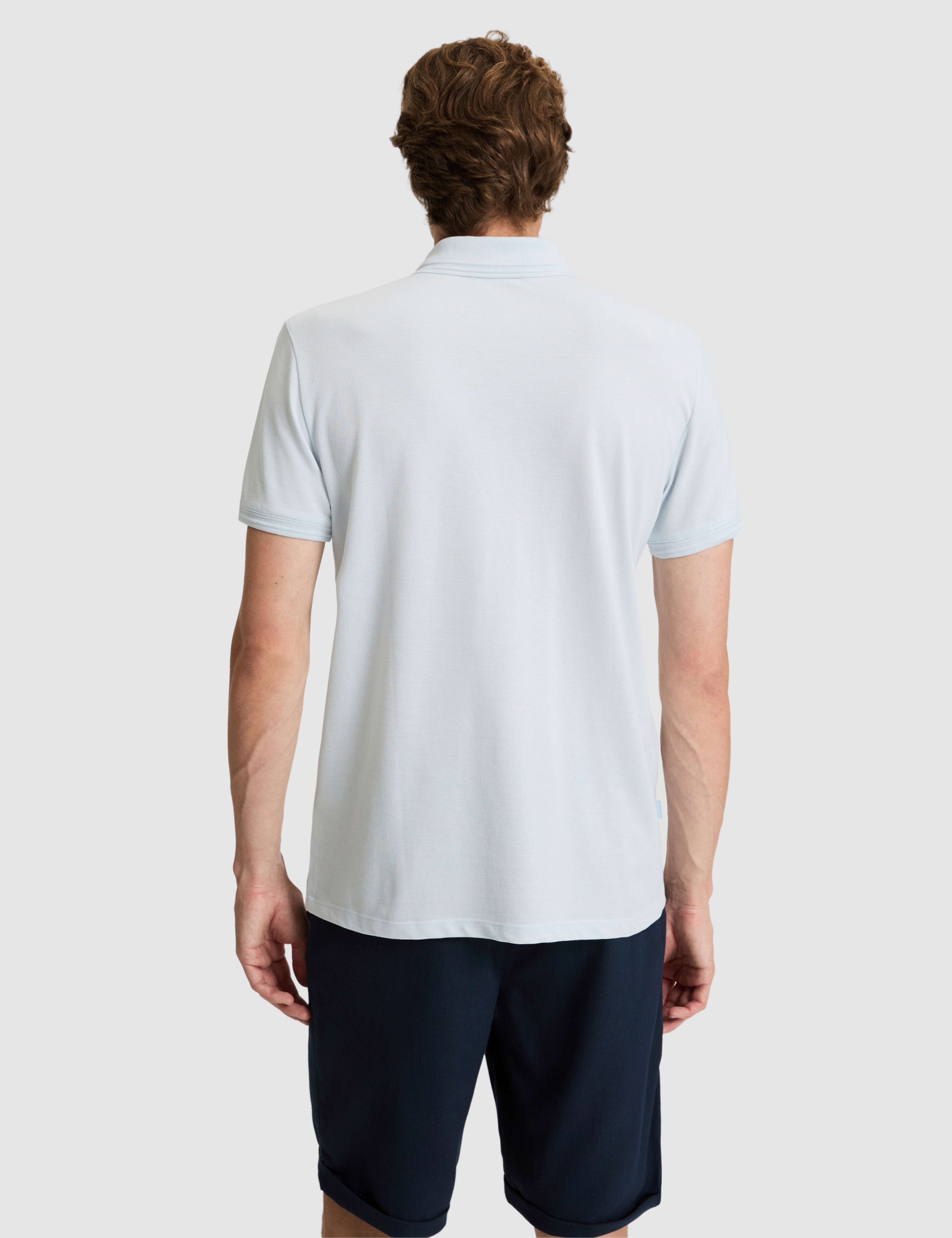 Açık Mavi Slim Fit %100 Pamuk Düğmeli Polo Yaka Basic Tişört - Image 5