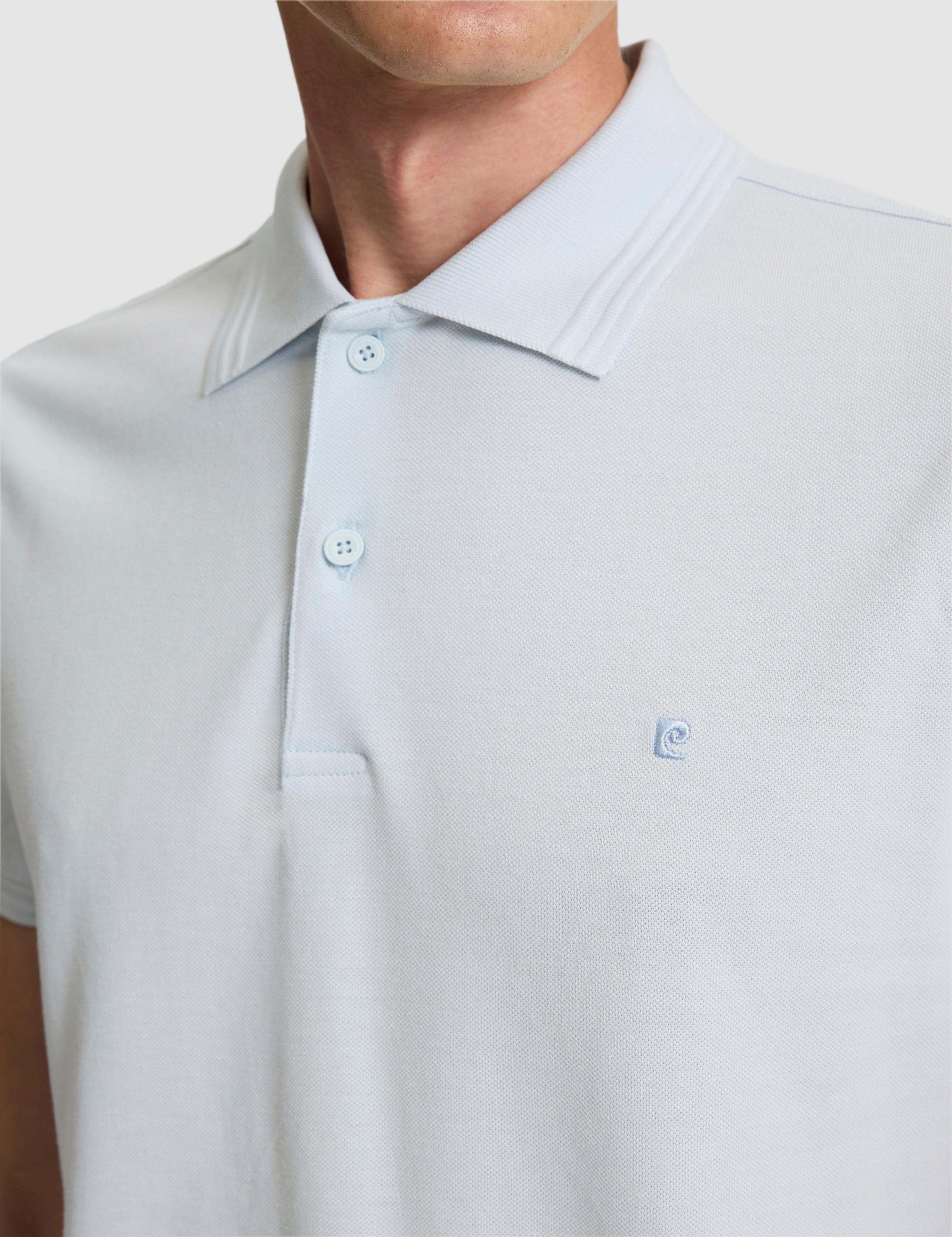 Açık Mavi Slim Fit %100 Pamuk Düğmeli Polo Yaka Basic Tişört