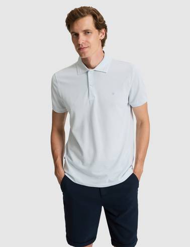 Açık Mavi Slim Fit %100 Pamuk Polo Yaka Basic Tişört