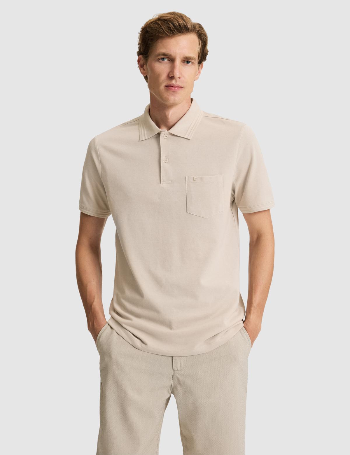 Taş Regular Fit %100 Pamuk Cepli Düğmeli Polo Yaka Basic Tişört