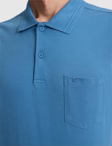 Koyu Mavi Regular Fit %100 Pamuk Cepli Polo Yaka Basic Tişört