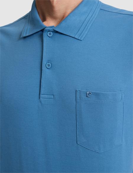 Koyu Mavi Regular Fit %100 Pamuk Cepli Düğmeli Polo Yaka Basic Tişört - 50306552056