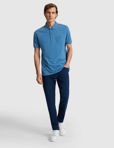 Koyu Mavi Regular Fit %100 Pamuk Cepli Polo Yaka Basic Tişört