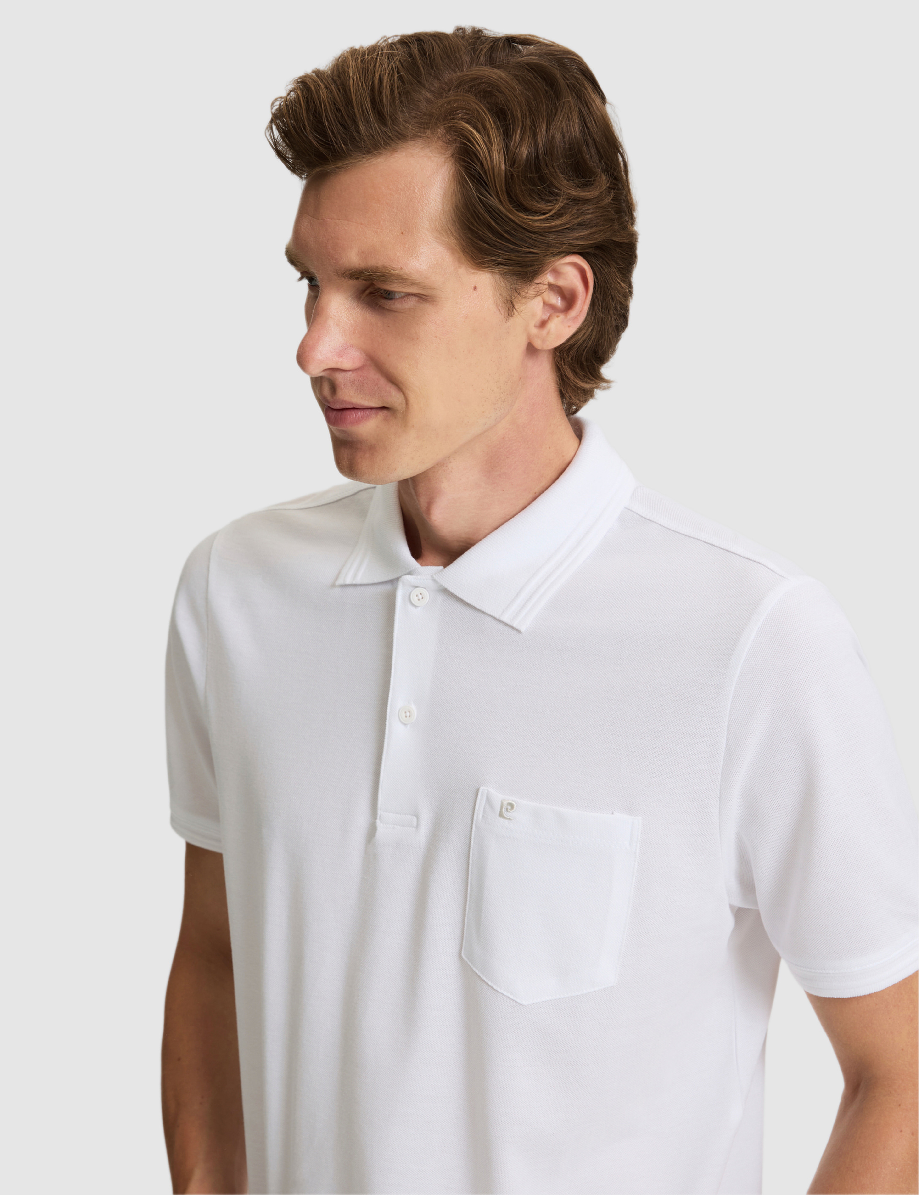 Beyaz Regular Fit %100 Pamuk Cepli Düğmeli Polo Yaka Basic Tişört