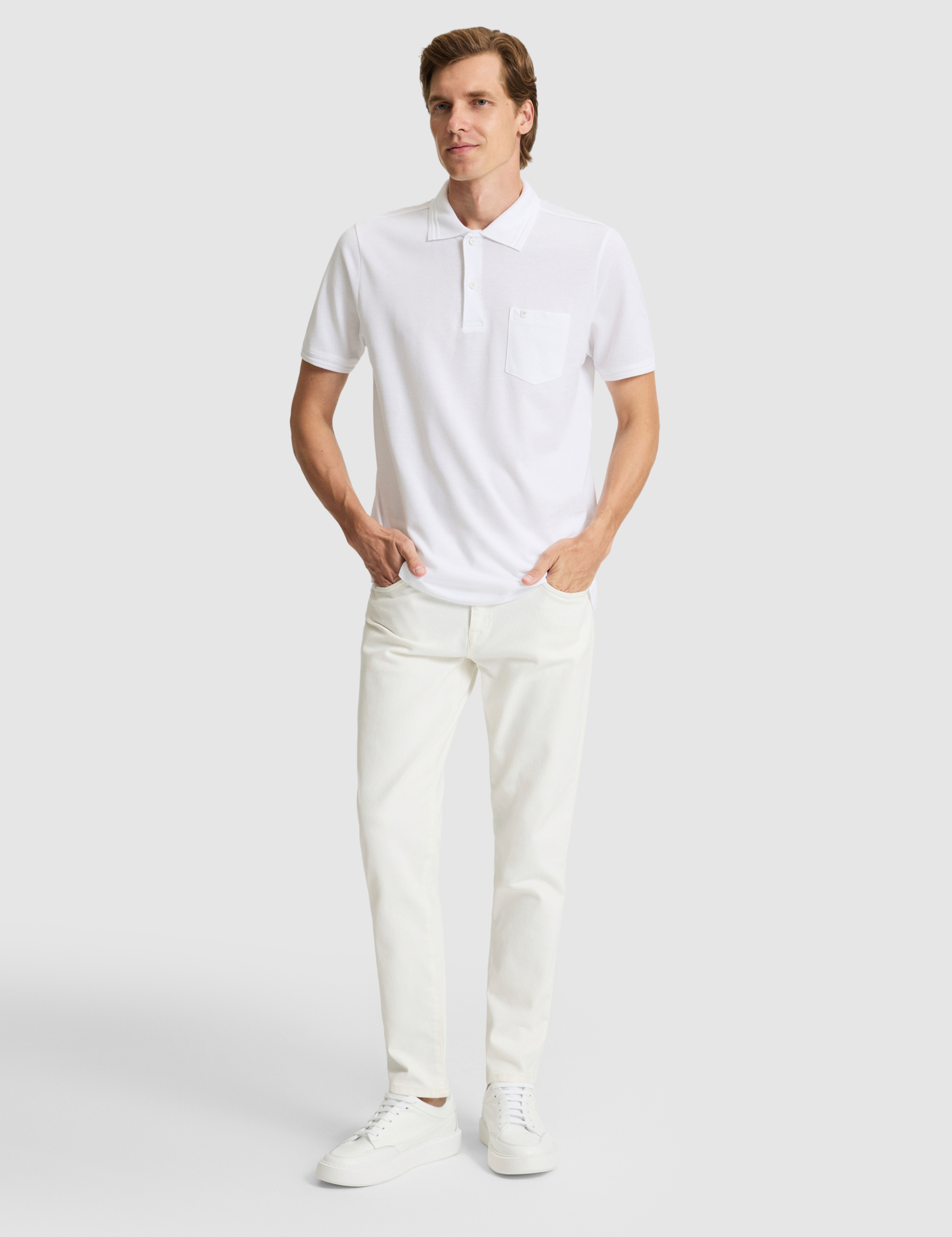 Beyaz Regular Fit %100 Pamuk Cepli Düğmeli Polo Yaka Basic Tişört - Image 4