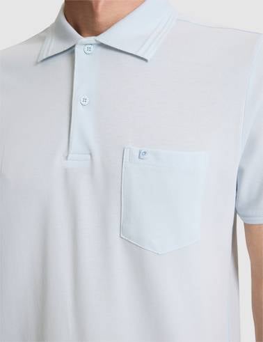 Açık Mavi Regular Fit %100 Pamuk Cepli Polo Yaka Basic Tişört