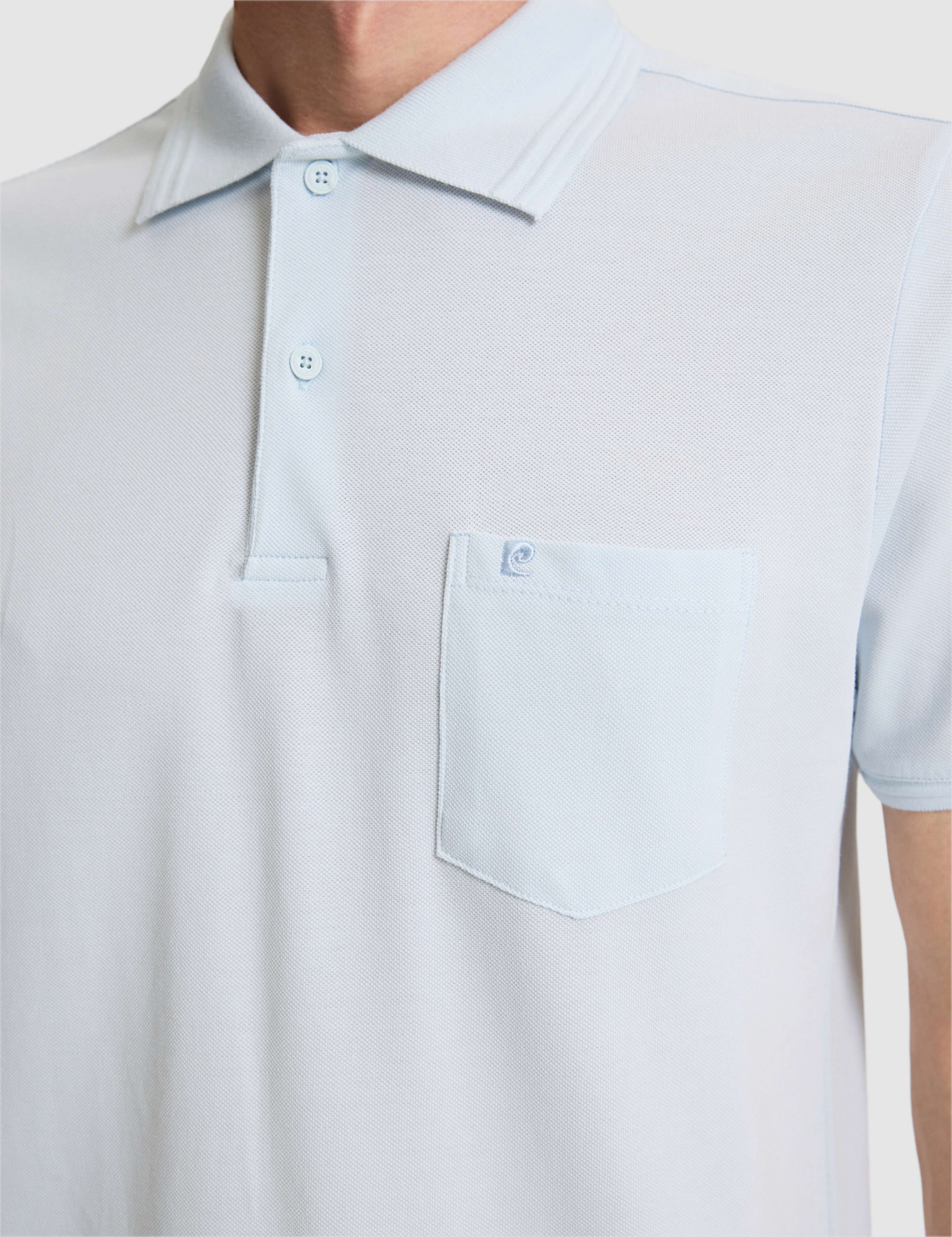 Açık Mavi Regular Fit %100 Pamuk Cepli Düğmeli Polo Yaka Basic Tişört - Image 6