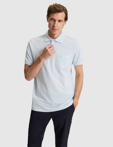 Açık Mavi Regular Fit %100 Pamuk Cepli Polo Yaka Basic Tişört