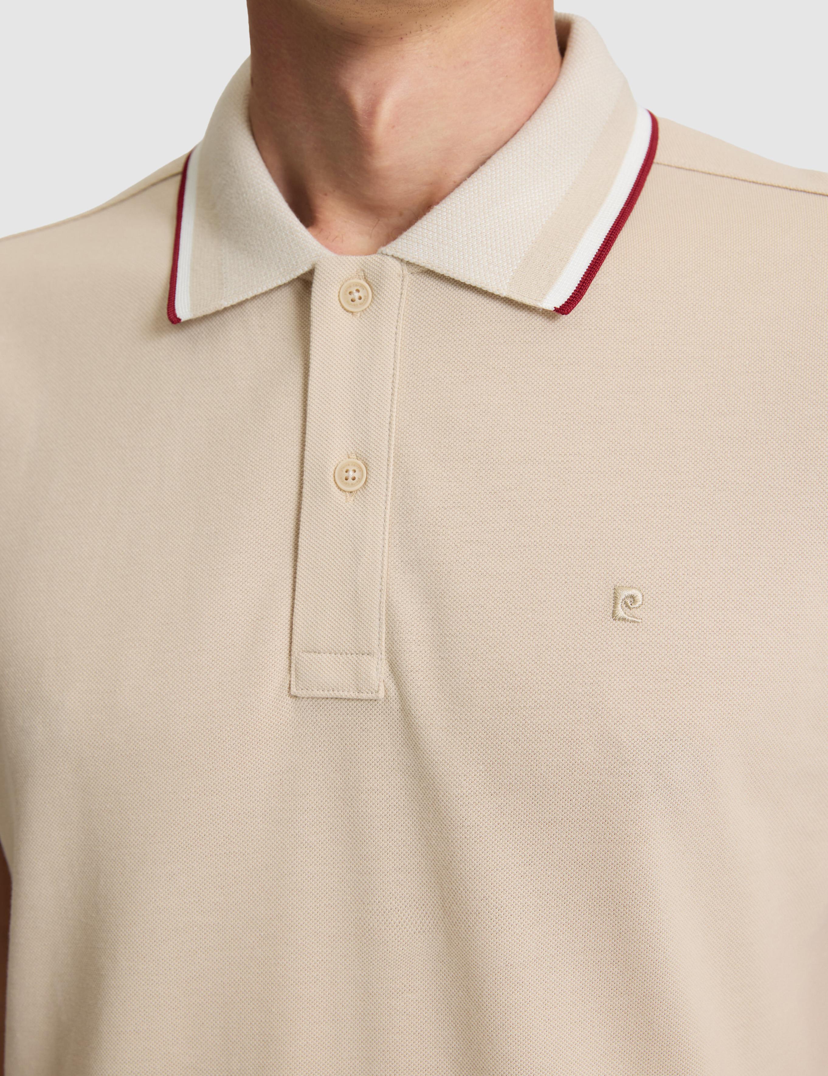 Bej Slim Fit %100 Pamuk Düğmeli Polo Yaka Tişört