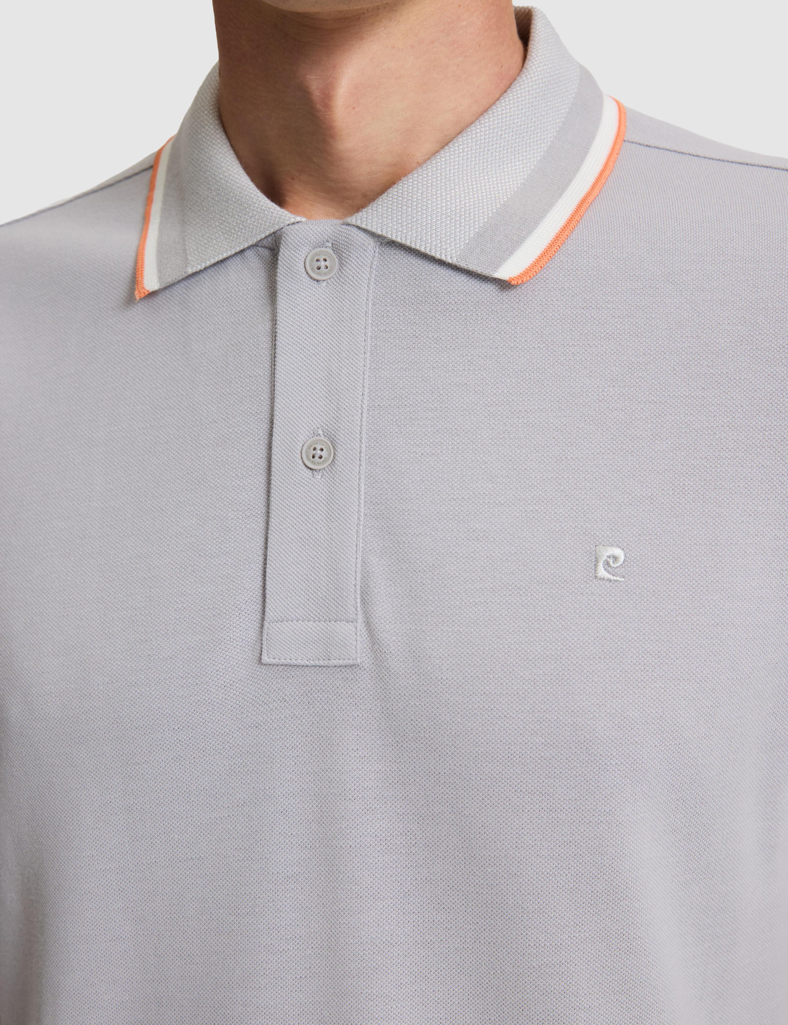 Açık Gri Slim Fit %100 Pamuk Düğmeli Polo Yaka Tişört