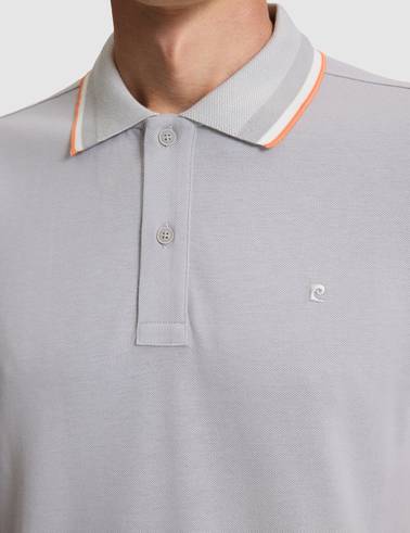 Açık Gri Slim Fit %100 Pamuk Polo Yaka Tişört
