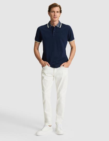 Lacivert Slim Fit %100 Pamuk Düğmeli Polo Yaka Tişört - 50310203052