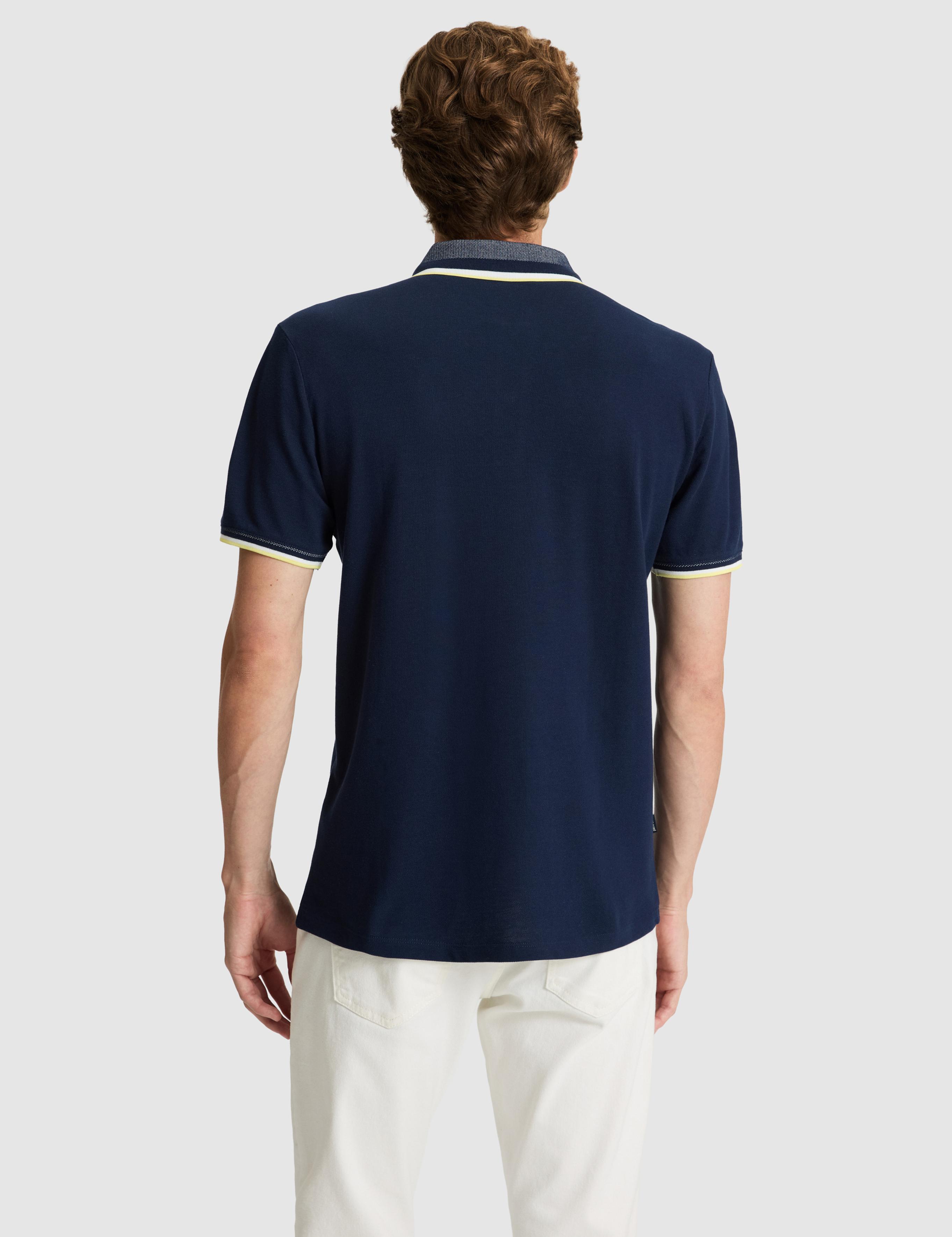 Lacivert Slim Fit %100 Pamuk Düğmeli Polo Yaka Tişört