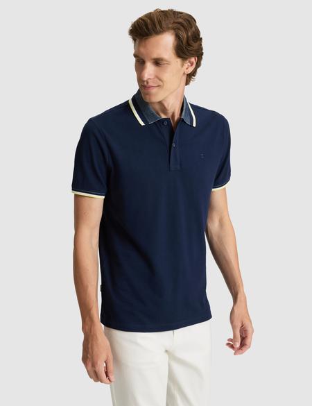 Lacivert Slim Fit %100 Pamuk Düğmeli Polo Yaka Tişört - 50310203052