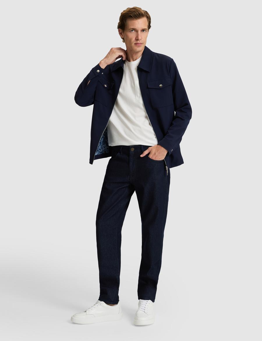 Koyu Lacivert Straight Fit Jean Pantolon