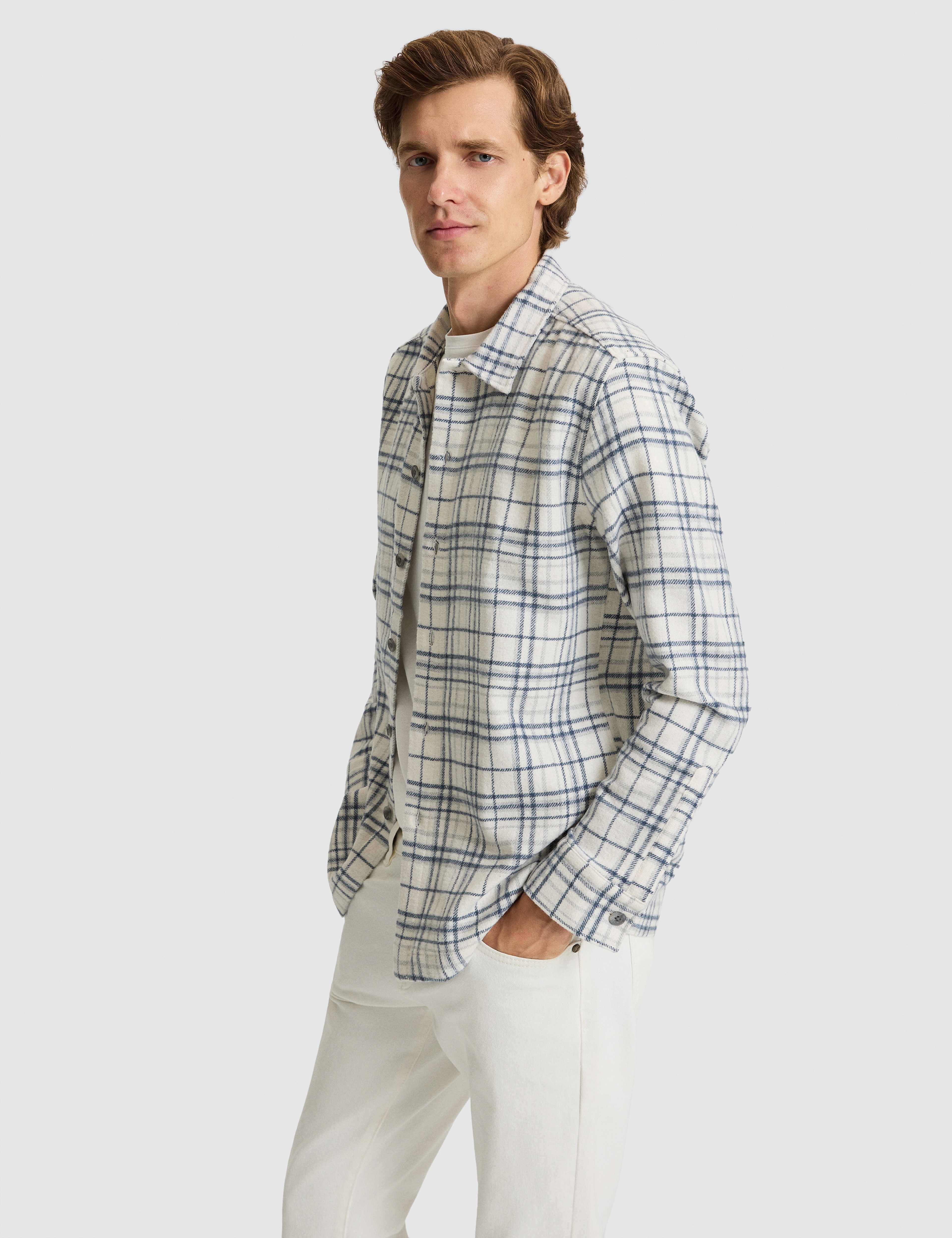Lacivert Klasik Yaka Comfort Fit Oduncu Gömlek - Image 3