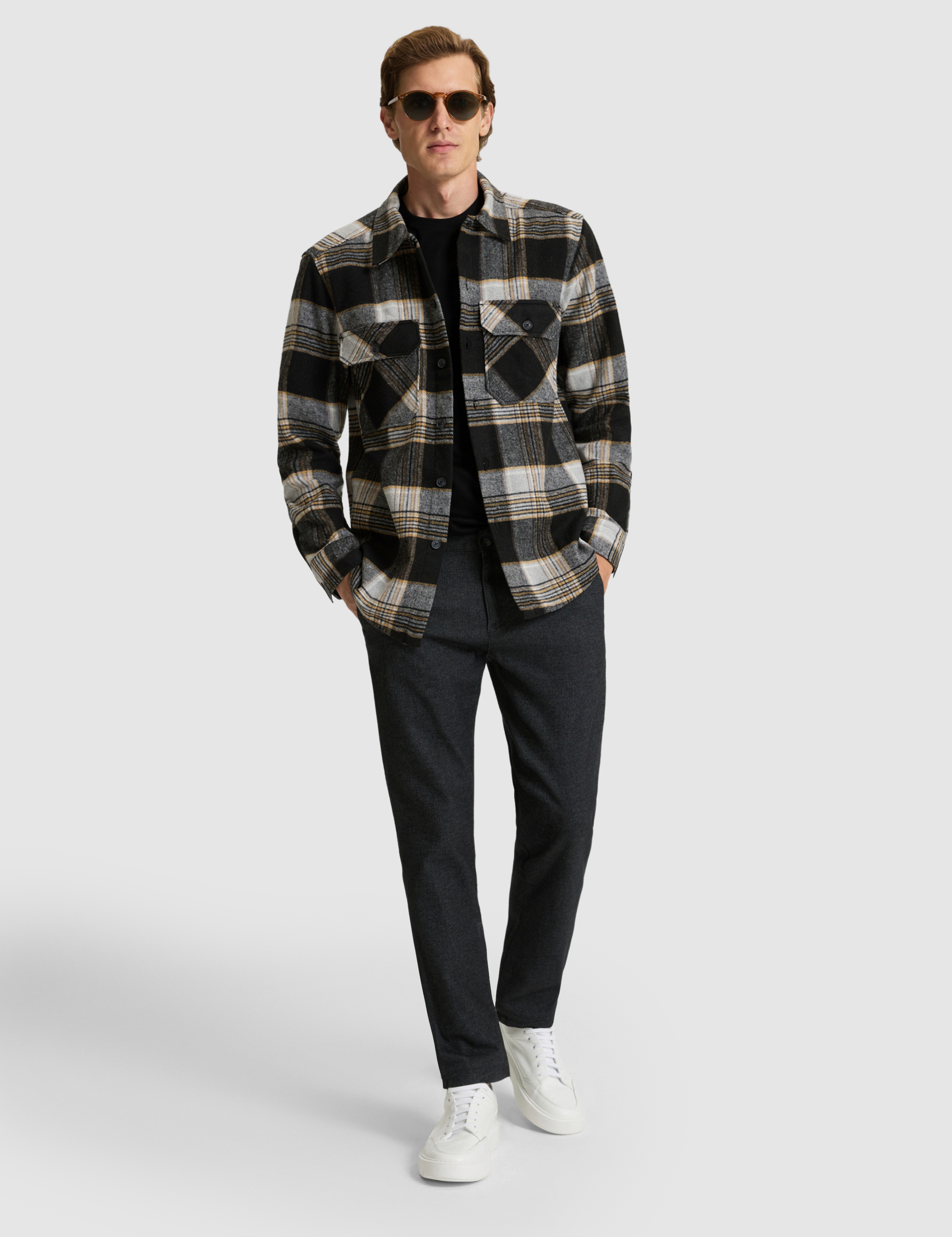 Siyah Klasik Yaka Çift Cepli Oduncu Gömlek Ceket