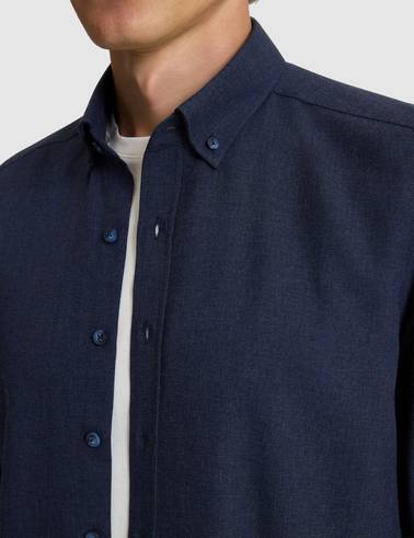 Lacivert Flanel Dokulu Slim Fit Uzun Kollu Gömlek