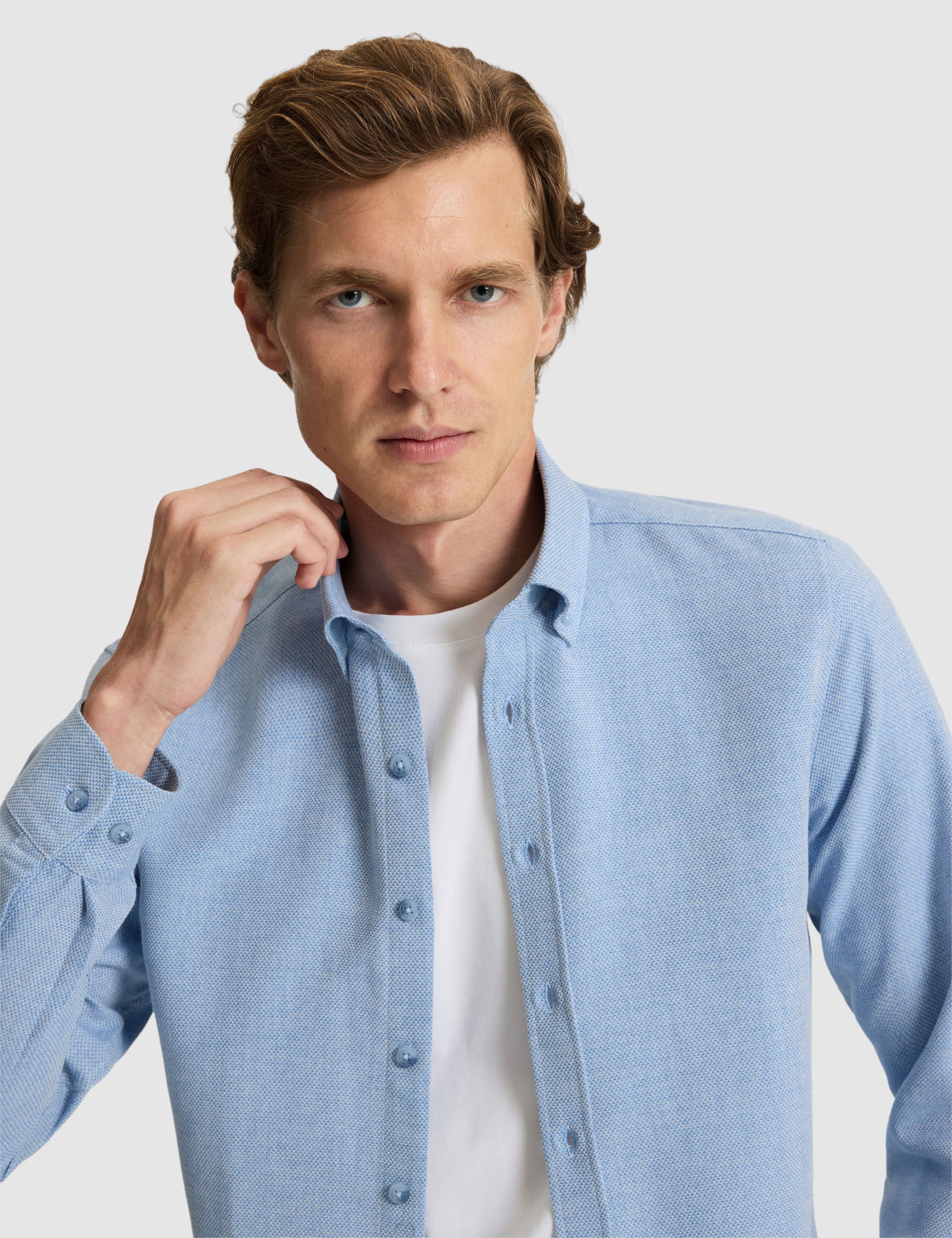 Mavi Slim Fit Dokulu Uzun Kollu Gömlek - 50316768034