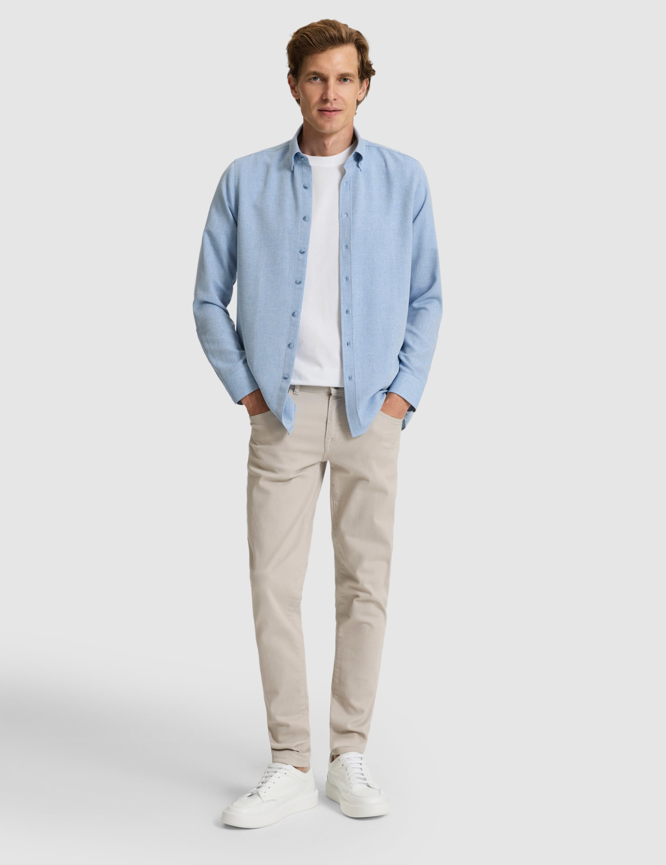 Mavi Slim Fit Dokulu Uzun Kollu Gömlek - 50316768034